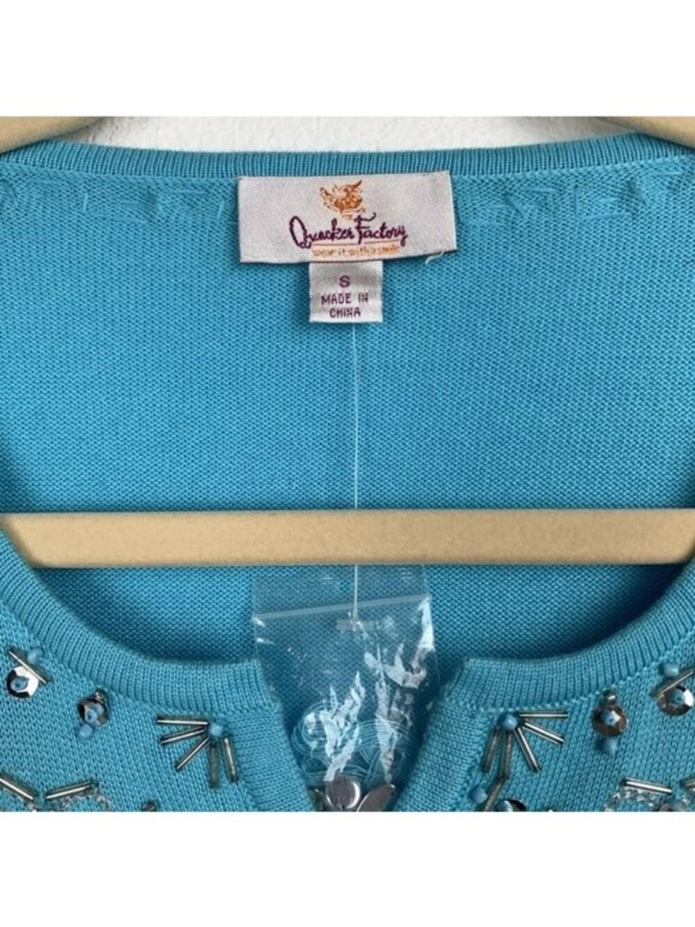 ✨3/$30  Quacker Factory S Blue Snowflake Winter Holidays Embellished Sweater Top - Picture 3 of 6